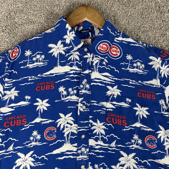 Reyn Spooner Shirt Mens L Blue Chicago Cubs Aloha MLB Series Hawaiian Baseball - Picture 3 of 8